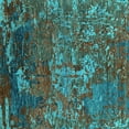 thumbnail image 1 of Ahgly Company Indoor Square Oriental Turquoise Blue Industrial Area Rugs, 4' Square, 1 of 4