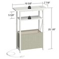 thumbnail image 3 of sthmec Narrow Side Table with Charging Station, LED End Table Set of 2 for Small Spaces, Skinny Nightstands Set 2 with Storage Basket, 3 Tier Sofa Bedside Tables for Living Room,Bedroom, White C108, 3 of 3