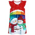 thumbnail image 5 of Weebloom Girls Christmas Pajamas Xmas Print Nightgown Flutter Sleeve Dress Soft Kids Holiday Pajama Party Cute Comfortable Bedtime Outfit Pjs Pajamas For Girls Red 11-12 Years, 5 of 5