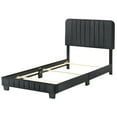 thumbnail image 3 of Lodi Black Velvet Upholstered Channel Tufted Twin Panel Bed, 3 of 5