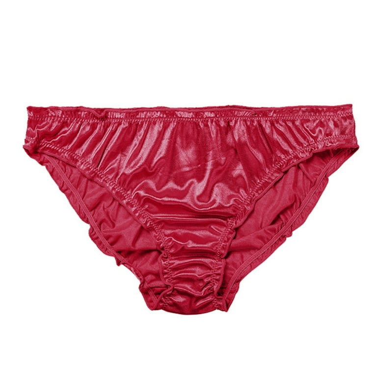 Spdoo 3 Pack Satin Panties For Women Low-Waist Ruffle Milk Silk Underwear  Comfortable Bikini Briefs Elastic Ladies Underpants Lingerie 