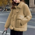 thumbnail image 7 of UAMVSH Women's Fuzzy Fleece Jackets Fashion Long Sleeve Lapel Neck Button down Sherpa Fluffy Coats Warm Winter Outwear(XX-Large,Brown), 7 of 7