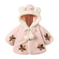 thumbnail image 2 of Awdenio Baby Girls' Outerwear Jackets, Toddler Girls Solid Color Plush Cute Flowers Rabbit Ears Winter Hoodie Thick Coat Cloak, 2 of 9