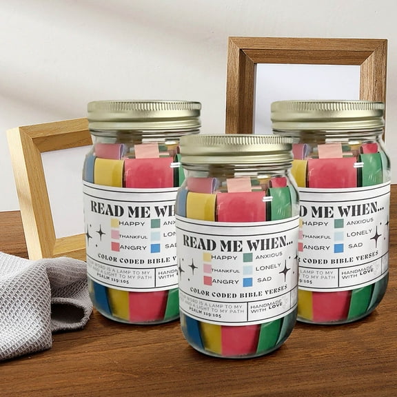 Bible Verses Jar Bible Verses for Emotions and Feelings in Glass Jar Plastic Jar, Color Coded Bible in Bulk in A Jar, Bible Verses Prayer Cards, Jesus Scripture Jar, Christian Bible Gifts