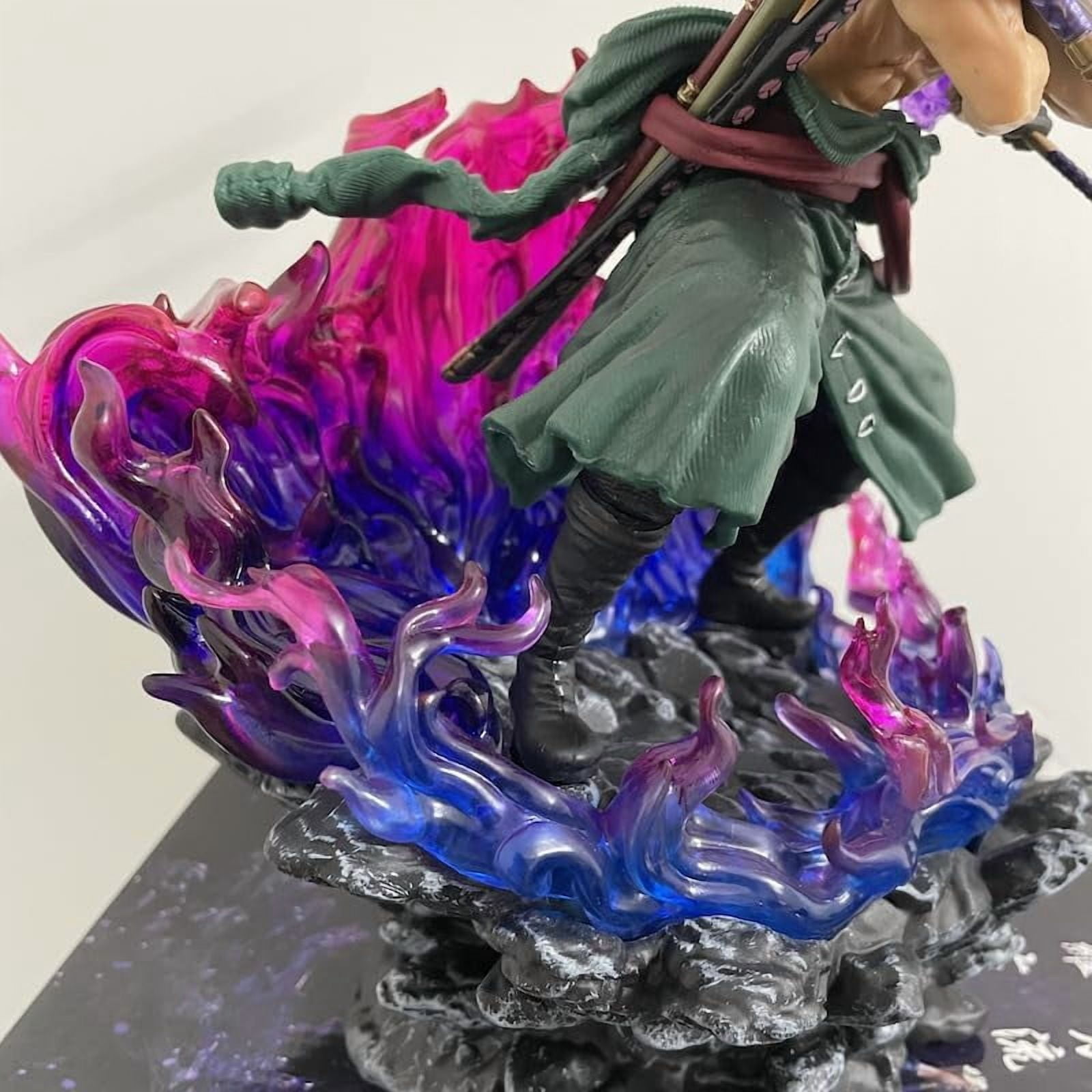 Zoro Figure Flame Effects Three Swords Roronoa Zoro Anime Figures 30cm/11.8inch Handmade PVC Anime Character Model Statue Collectible Craft Gift