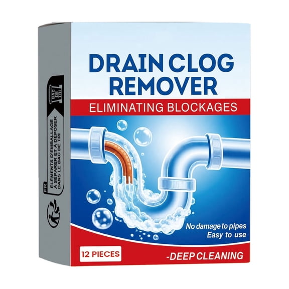 Drain Cleaning Tablets 12PCS Powerful Pipe Clog Remover & Deodorizer, Sink & Drain Cleaner for Kitchen, Bathroom & Shower Drains