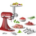 thumbnail image 1 of Stainless Steel Meat Grinder Attachment for KitchenAid Stand Mixer, Food Grinder attachment with 4 Grinding Plates, 3 Sausage Stuffer Tubes, 2 Grindi, 1 of 8