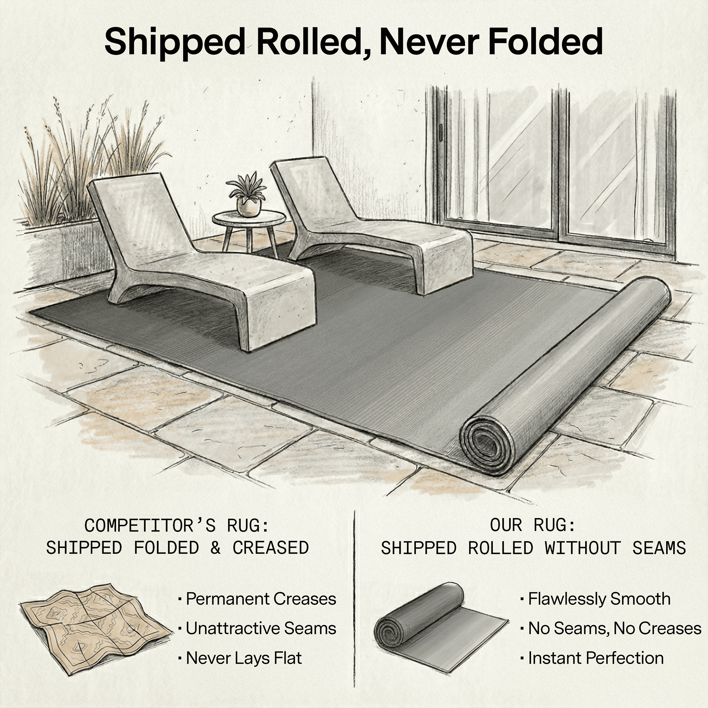 Fab Habitat Neutral Ombre Outdoor Rug - Waterproof, Fade Resistant, Crease-Free, Reversible - Premium Recycled Plastic - Patio Porch Balcony Deck - Big Sur Ash - 8x10 ft
