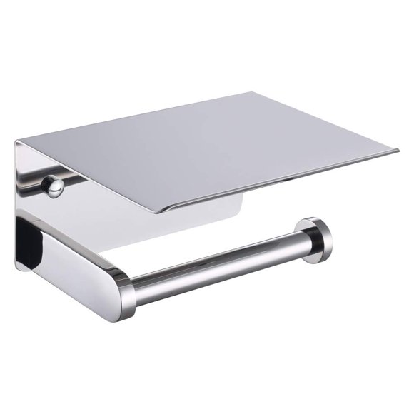 APLusee Porte-Papier Toilette avec Étagère de Téléphone Chrome Poli, SUS 304 Accessoires de Salle de Bain en Acier Inoxydable Distributeur de Papier Hygiénique Mural de Stockage