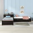 thumbnail image 3 of Bellemave L Shaped Platform Bed with Trundle and Drawers, Wood Twin Szie Corner Bed Built-in Desk, Twin Bed Frame for 3  Teens Adults (Espresso), 3 of 8