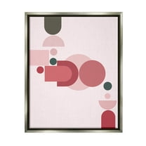 Stupell Industries Pink Varied Geometric Shapes Abstract Painting Gray Floater Framed Art Print Wall Art, 17 x 21