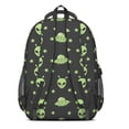 thumbnail image 3 of Alien and UFO Black Pattern Backpack for School, Cute School Bag with Adjustable Shoulder Straps and Padded Back, 16.9"x12.6"x5.9", 3 of 5