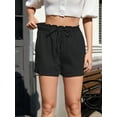 thumbnail image 3 of Fancyglim Women Casual Shorts Summer Elastic High Waist Drawstring Shorts Pants with Pockets Black XL, 3 of 10