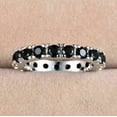 thumbnail image 3 of Sparkle Jewels Eternity Round Cut Black Cubic Zirconia 925 Sterling Silver Wedding Anniversary Band Ring, 3 of 3