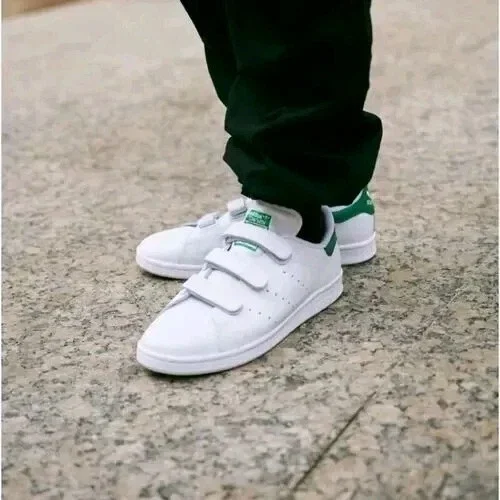 adidas Originals Stan Smith CF White Green Strap Men Unisex Casual Shoes FX5509