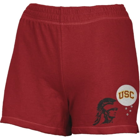 Logo Cotton Shorts - USC Trojans - Glitter Logo w/Rhinestones Girls Youth Athletic Shorts
