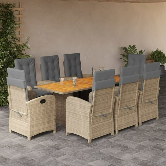vidaXL Dining Set Grey, Brown, Navy Blue