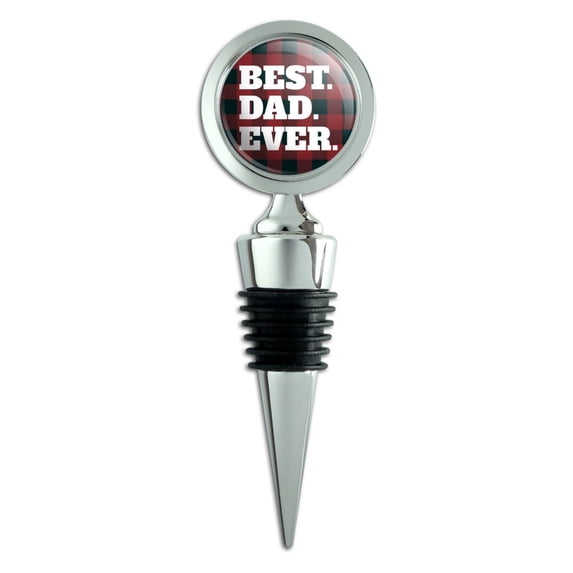 Best Dad Ever Red Black Plaid Wine Bottle Stopper