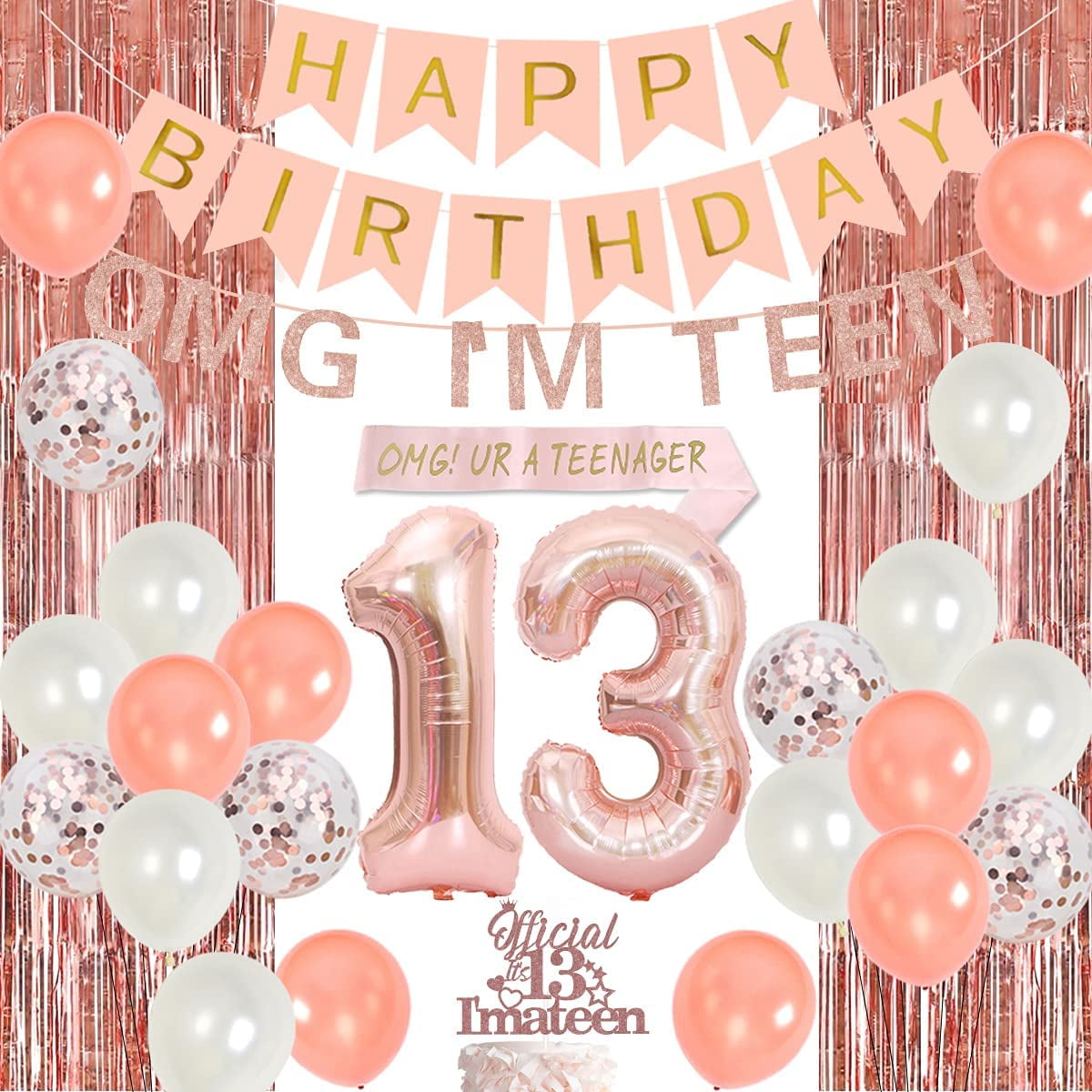 13th Birthday Teenager Today Sash Gift Party All Colours Girl Boy Banner 13 Fun 