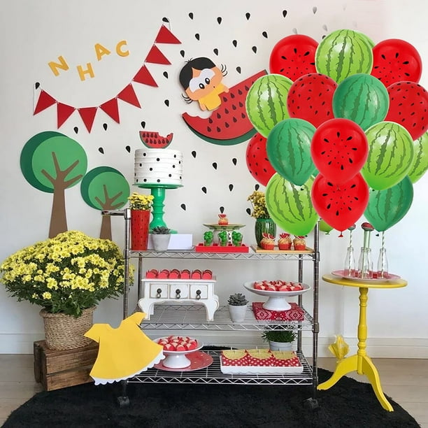 Kit de globos para decoración de fiestas de sandía, globos de látex con forma de sandía para fiestas de verano, bodas, baby showers, fiestas de cumpleaños
