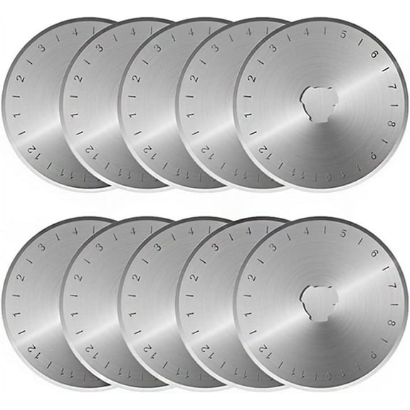 45mm Rotary Cutter Blades, 10 Pack 45mm Replace Rotary Blades Fits Fiskars, Olfa, Martelli, Truecut, DAFA Rotary Cutters for Quilting Scrapbooking Sewing Arts & Crafts, Sharp and Durable