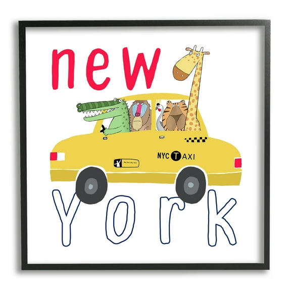 Stupell Industries New York Taxi Animals Animals & Insects Painting Black Framed Art Print Wall Art, 12 x 12
