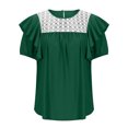 thumbnail image 3 of GigrtiJin Womens Summer Casual Tops Ruffle Short Sleeve Casual Solid Shirts Hollow out Loose Work Comfy Blouses, 3 of 6