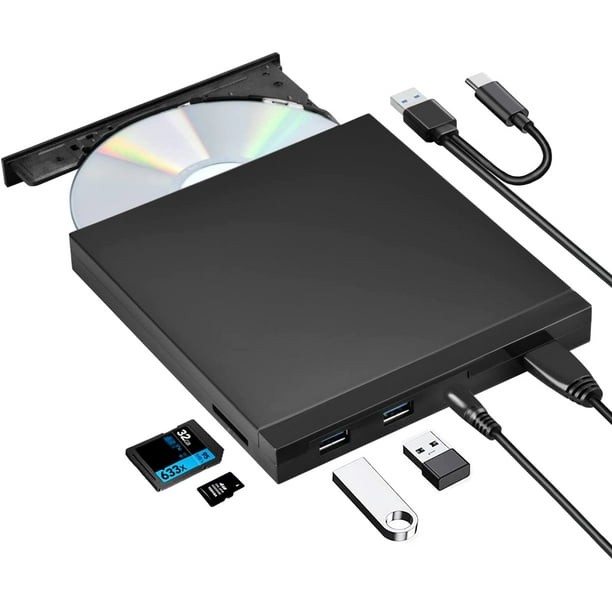 Lecteur DVD CD Externe, Type C et USB 3.0 Graveur et Lecteur de CD