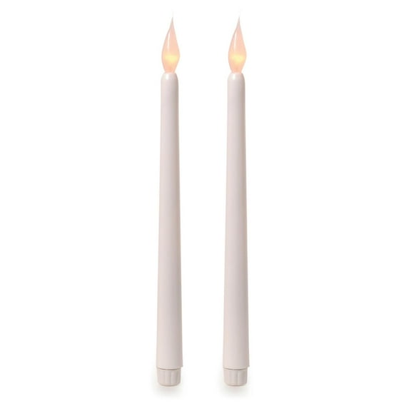 LED Taper Candle - White - Silicone Tip - Battery - 11 in - 2 pcs