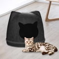 thumbnail image 1 of Casa de fieltro para gatos, cama calentadora para gatos, extraíble, resistente a los arañazos, forma de cabeza de gato, suministros para mascotas, Gris oscuro, 1 of 8