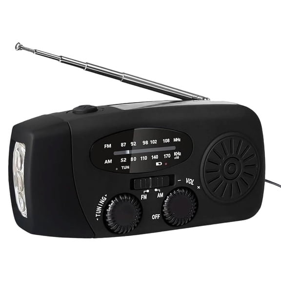 Rirozkan Solar Emergency Radio, Hand Crank AM/FM/NOAA Weather Radio with Phone Charger, 2000mAh Power Bank Flashlight for Camping