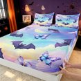 thumbnail image 5 of Erosebridal Cartoon Bat Bed Sheets, Butterfly Sky Full Size Sheets, Light Blue Plum, Colorful Stars Reversible, 4-Piece, 1 Flat Sheet, 1 Fitted Sheet and 2 Pillowcases, 5 of 6