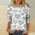 thumbnail image 4 of Hauts pour Femmes T-Shirt à Manches 3/4 à Imprimé Cœur de la Saint-Valentin à Col Rond Noir TG, 4 of 6