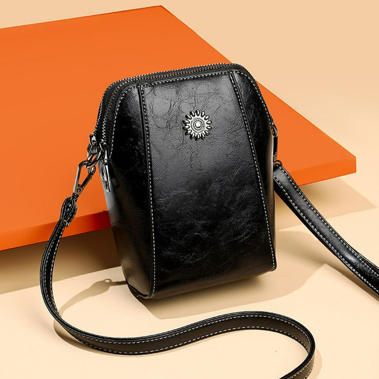 Women's Vertical Cellphone Crossbody Bag - Small Shoulder Bag, PU Leather, Multiple Colors