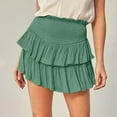 thumbnail image 4 of pstuiky Tennis Skirts for Women, Women's Irregular Solid Color Lined Cake Skirt Short Culottes Skirt Skorts for Workout Casual Clearance Items Green L #1, 4 of 7