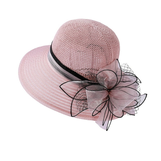 WEIYLL Bucket Hats For Women Bridal Wedding Church Tea Party Wide Brim Summer Mesh Sunshade Sun Cap