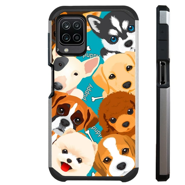Compatible with Samsung Galaxy A12 Hybrid Fusion Guard Phone Case Cover  (Cute Puppy Dogs) 