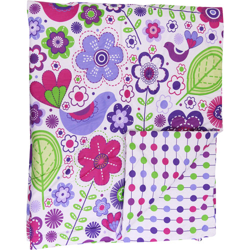 Bacati - Botanical 4-Piece Toddler Bedding set 100% Cotton percale, Purple
