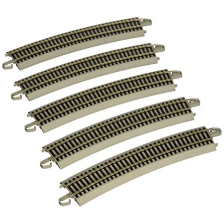 bachmann trains - snap-fit e-z track 28" radius 18 degree curved track (5/card) - nickel silver rail with gray roadbed - ho scale