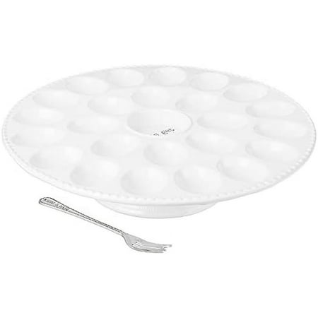 

Deviled Dolomite Pedestal Platter White