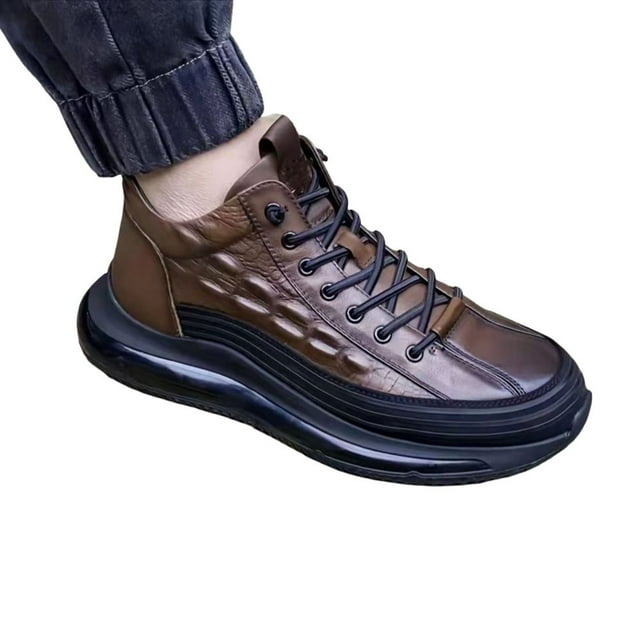 Men‘s Neutral Running Shoe with Breathable Fish Pattern Soft Shoes for Man Fitness Sports Exercise 44 Brown