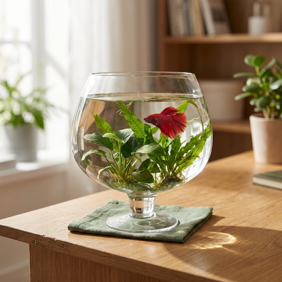 NICEXMAS Desktop Glass Fish Tank Vase for Betta Fish and Plants, Beautiful Design