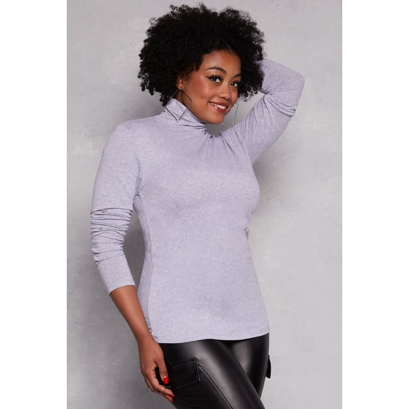Women's Plus Size Ruched Mock Neck T Shirt