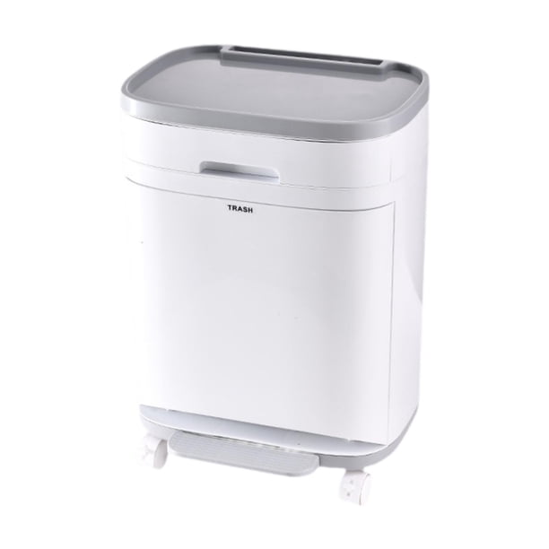 Contenedores de reciclaje para cocina, bote de basura doble cubierto, 2 compartimentos, ahorro de espacio, bote de basura de clasificación para el Papelera inferior