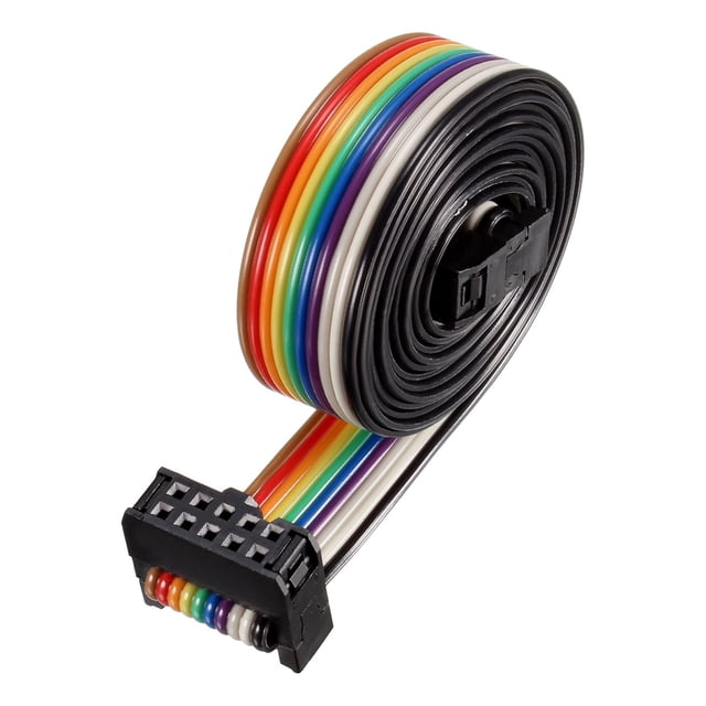Cable de cinta plana arcoíris IDC 10P con conector A-type FC/FC, paso de 2.54mm, longitud de 1m