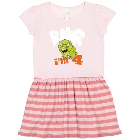 

Inktastic RAWR I m 4! Baby Triceratops Gift Toddler Girl Dress