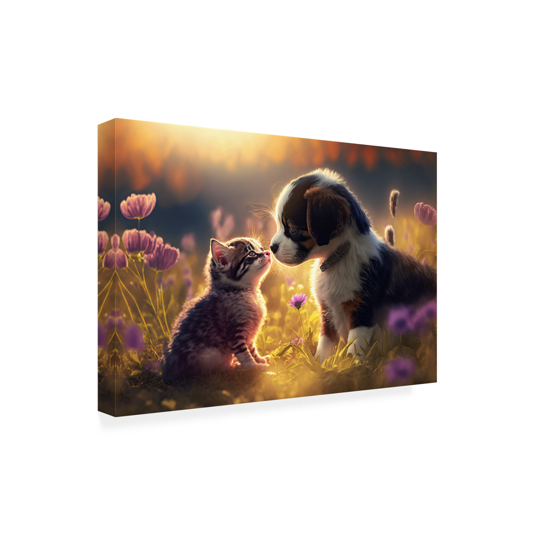 Canvas Wall Art - Ray Heere 'Cats And Dogs 15' Wall Art for Living Room, Bedroom, or Office Décor by Trademark Fine Art - 24 x 16 Inches