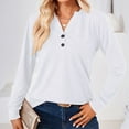 thumbnail image 2 of Annhoo Womens Long Sleeve Shirts Loose V Neck Button Front Tops Fall Casual Comfy Solid Color Blouse Tees, 2 of 9