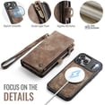 thumbnail image 5 of CaseMe Leather Case for iPhone 17 Pro Max,2 in 1 Detachable Wallet Case with 8-Card Holder Zipper Bills Slot,Magnetic Shockproof Flip Leather Cover Zipper Pocket Phone Cases,Brown, 5 of 11