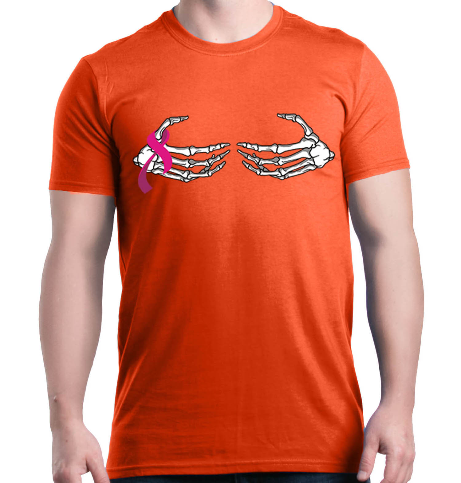 Shop4Ever - Shop4Ever Men's Skeleton Hands Breast Cancer Awareness Graphic T-shirt - Walmart.com